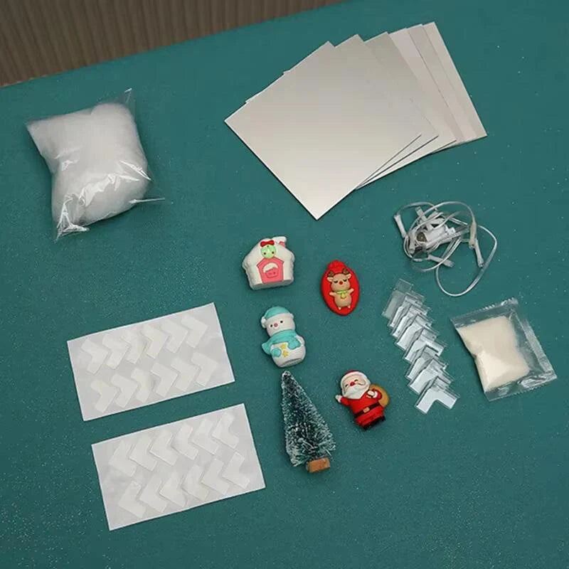DIY Santa Claus Night Light Cube Design Home Christmas Snow Scene Decor
